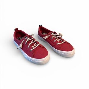 Sperry Crest Vibe Red Canvas Americana Slip-On Sneakers Size 7.5